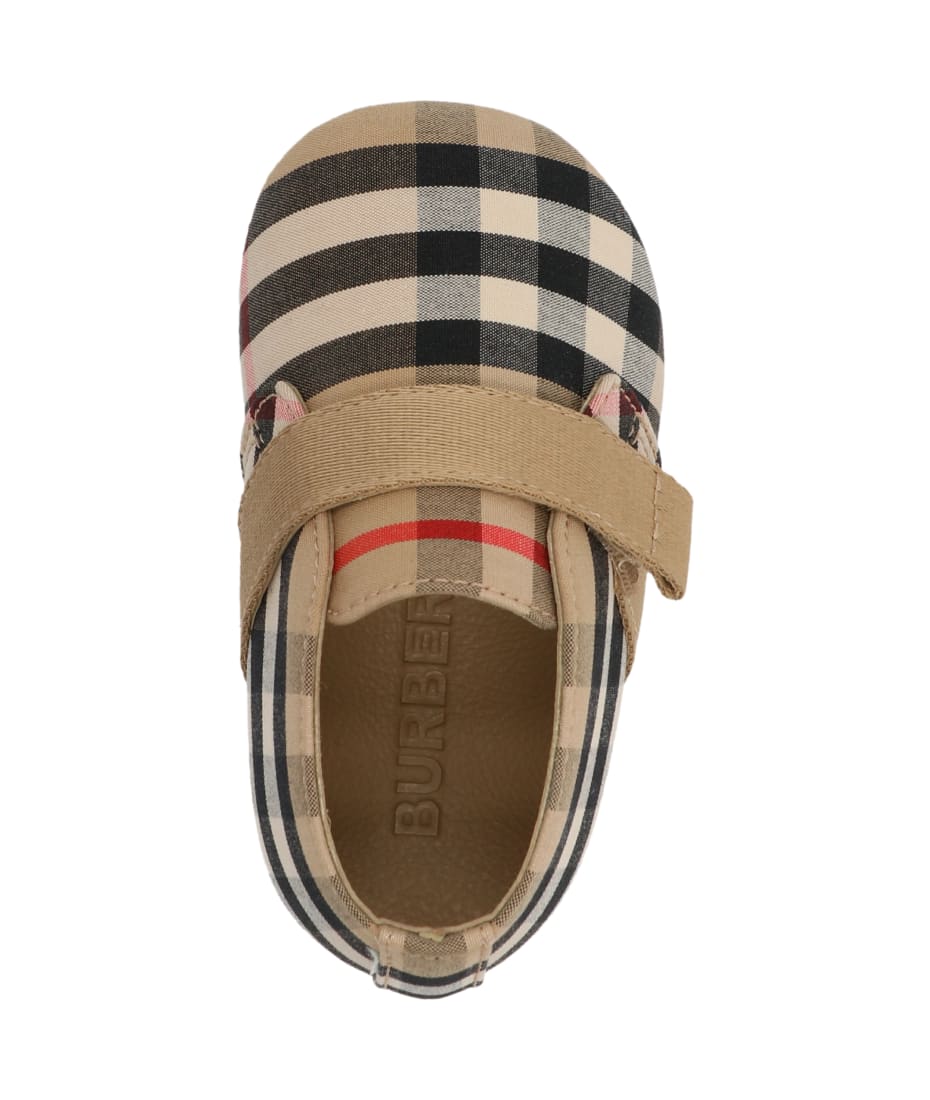 Burberry Kid's Charlton Vintage Check Grip-Strap Booties, Baby