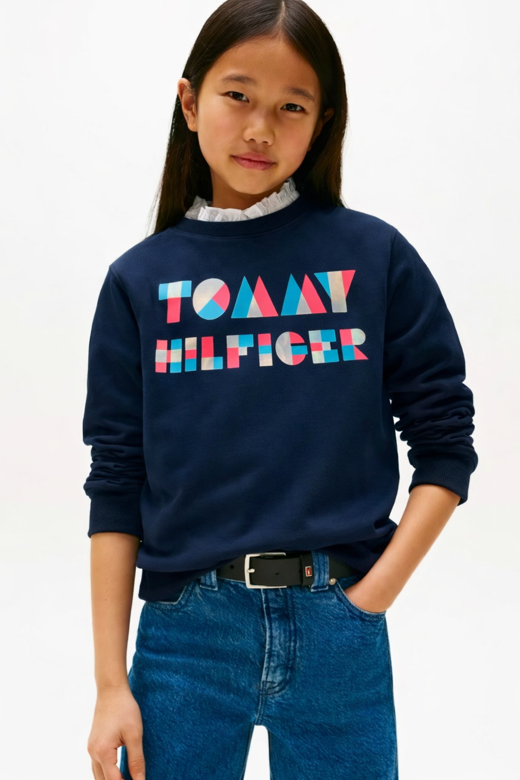 Tommy Hilfiger Kids Girl's Brand Logo Printed Sweatshirt