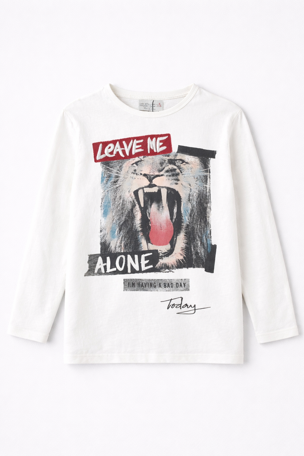 ZARA Lion Graphic Long-Sleeve T-Shirt