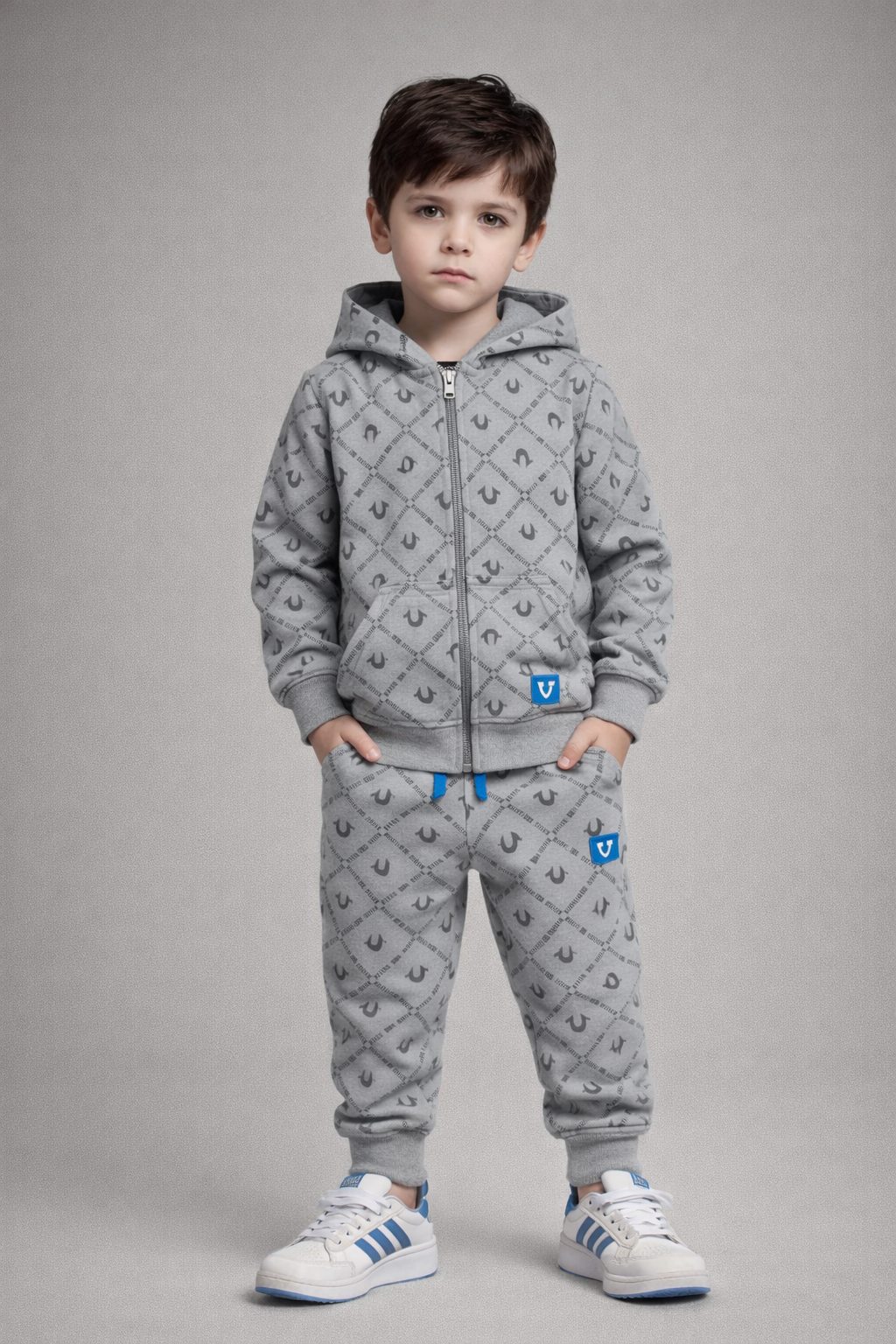 True Religion Boy's Light Grey Tracksuit Set