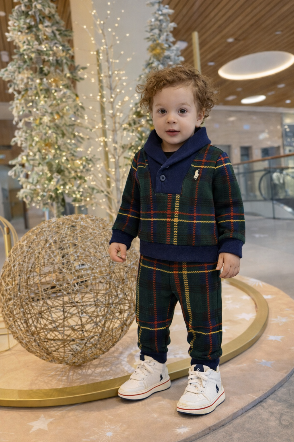 Polo Ralph Lauren Baby Boys' Plaid Sweatshirt and Pants, 2-Piece Set