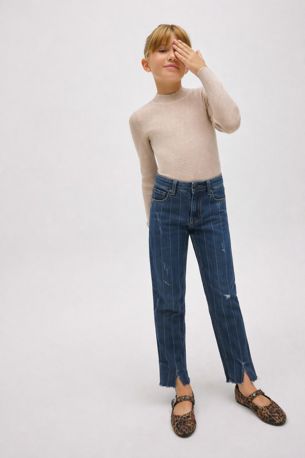 ZARA Girls Pinstripe Denim Jeans
