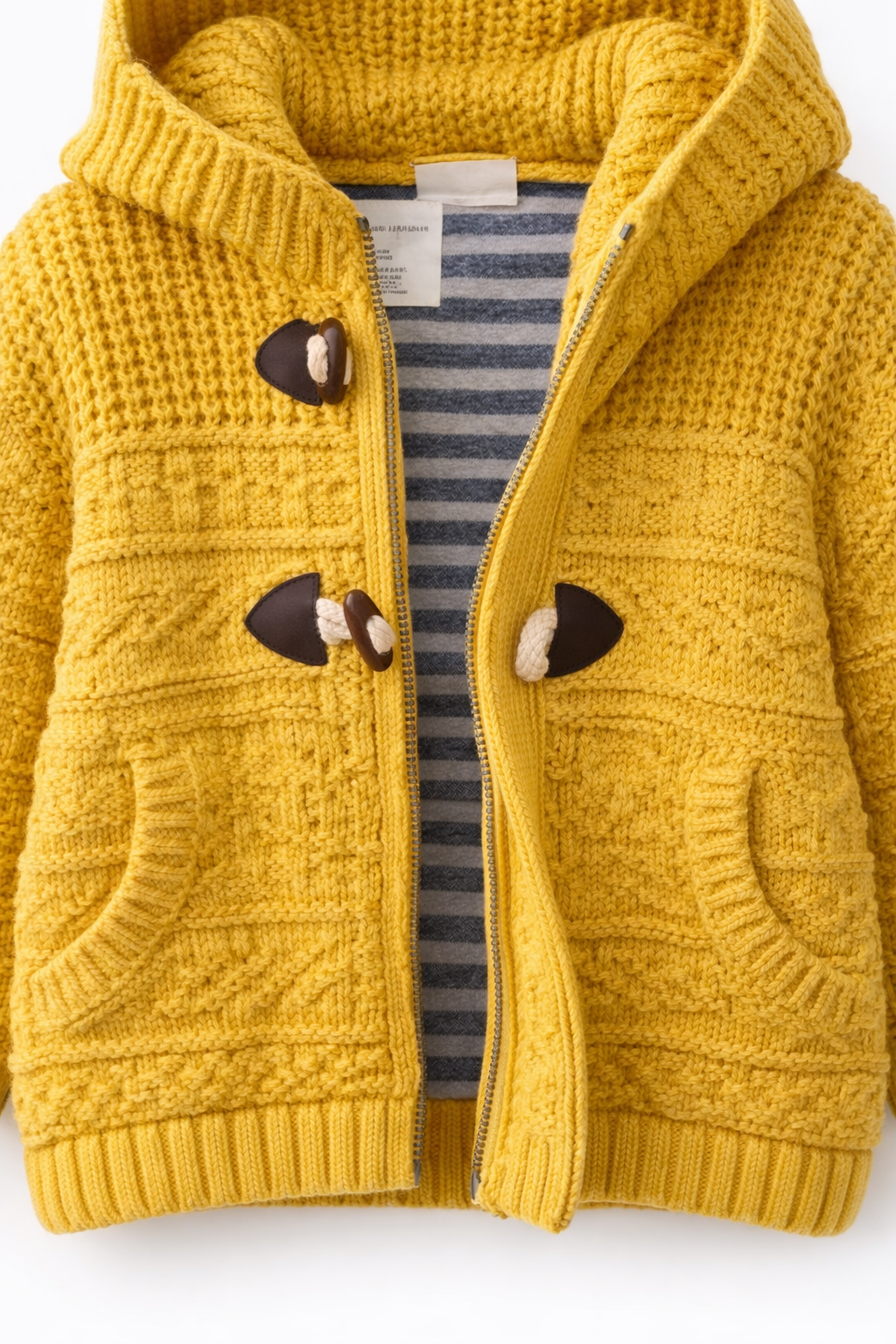 ZARA Textured Knit Hooded Cardigan