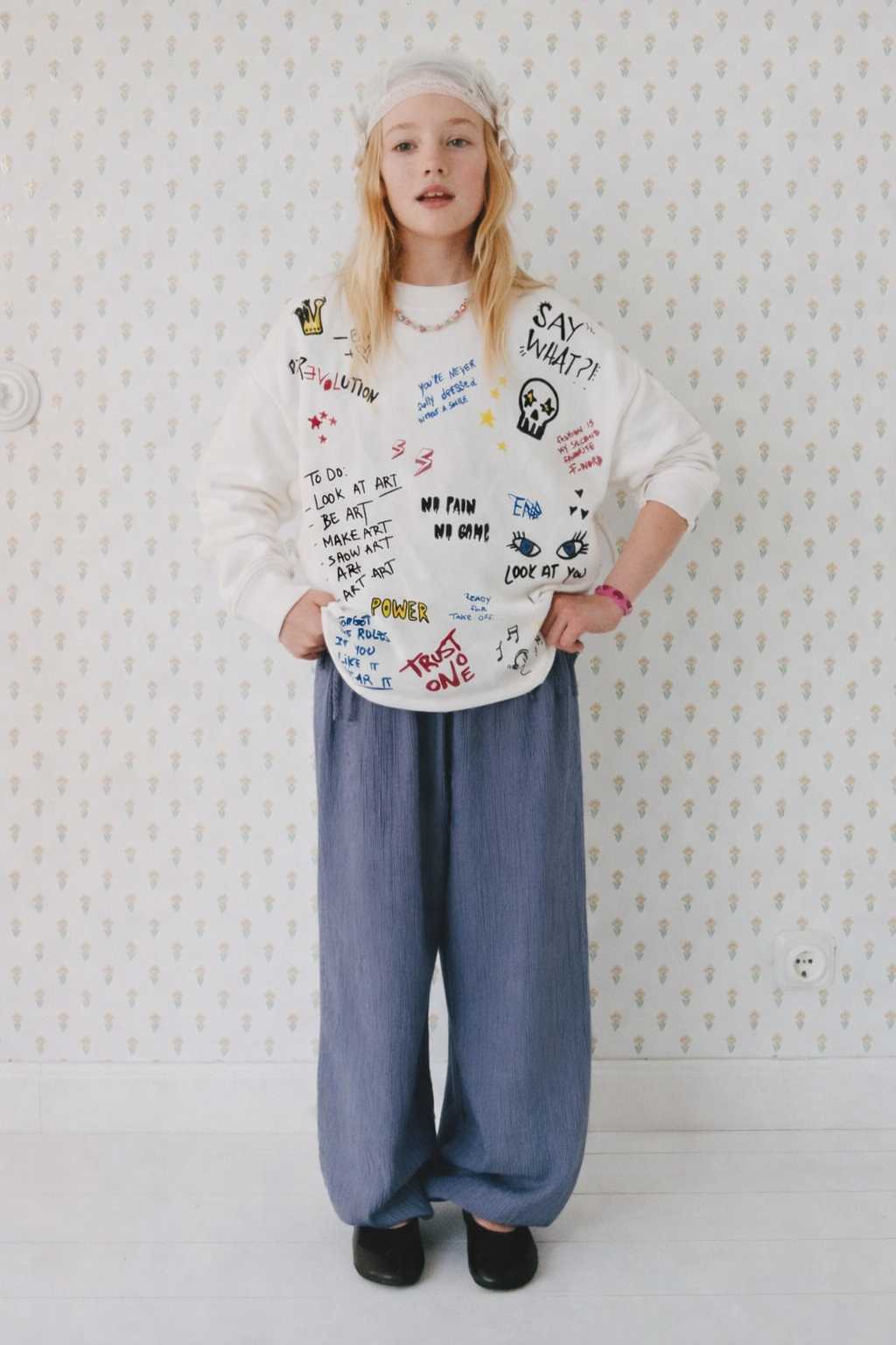 Zara Kids Graphic Print Long Sleeve Sweater