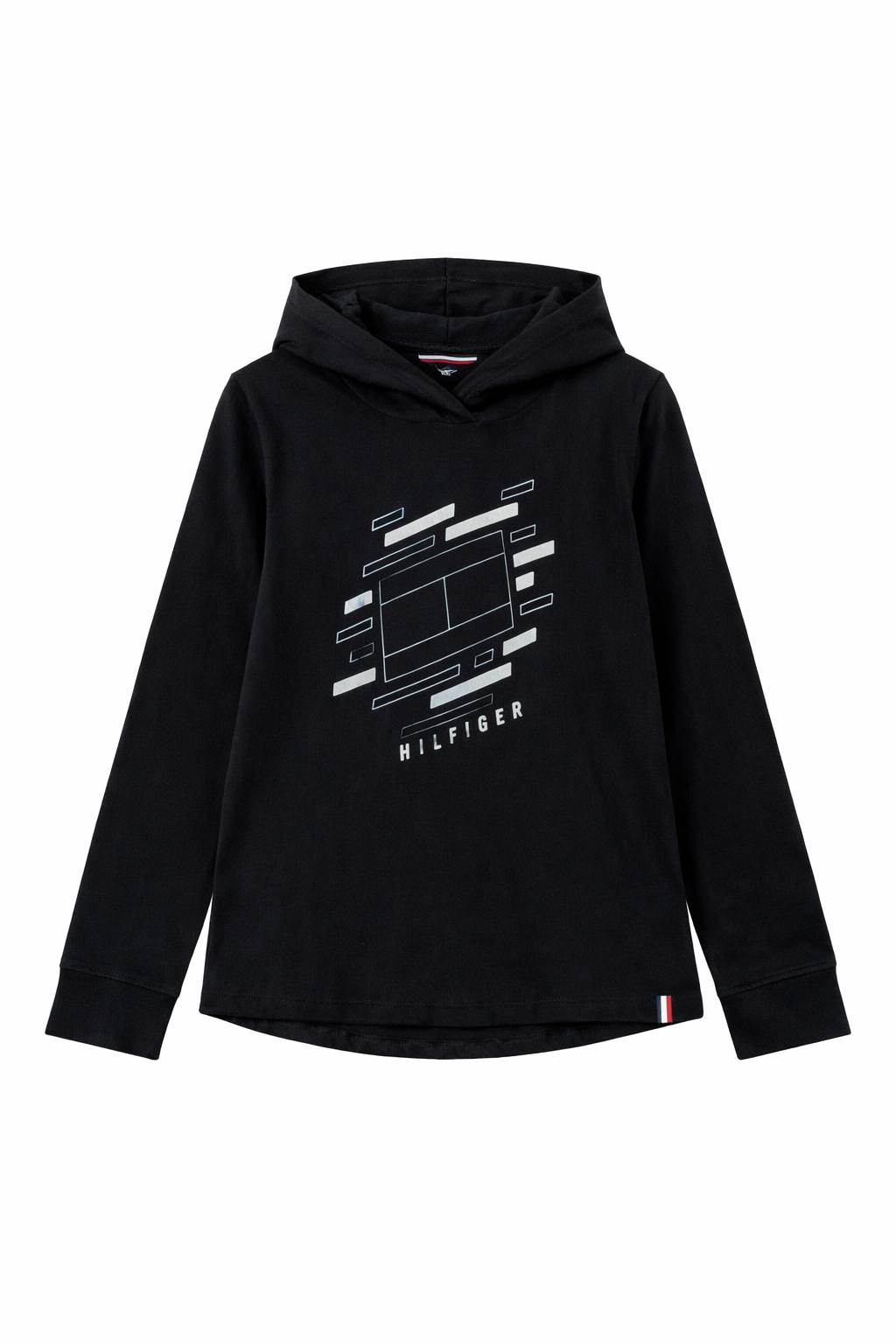 Tommy Hilfiger Black cotton logo-print hooded T-shirt