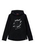 Tommy Hilfiger Black cotton logo-print hooded T-shirt
