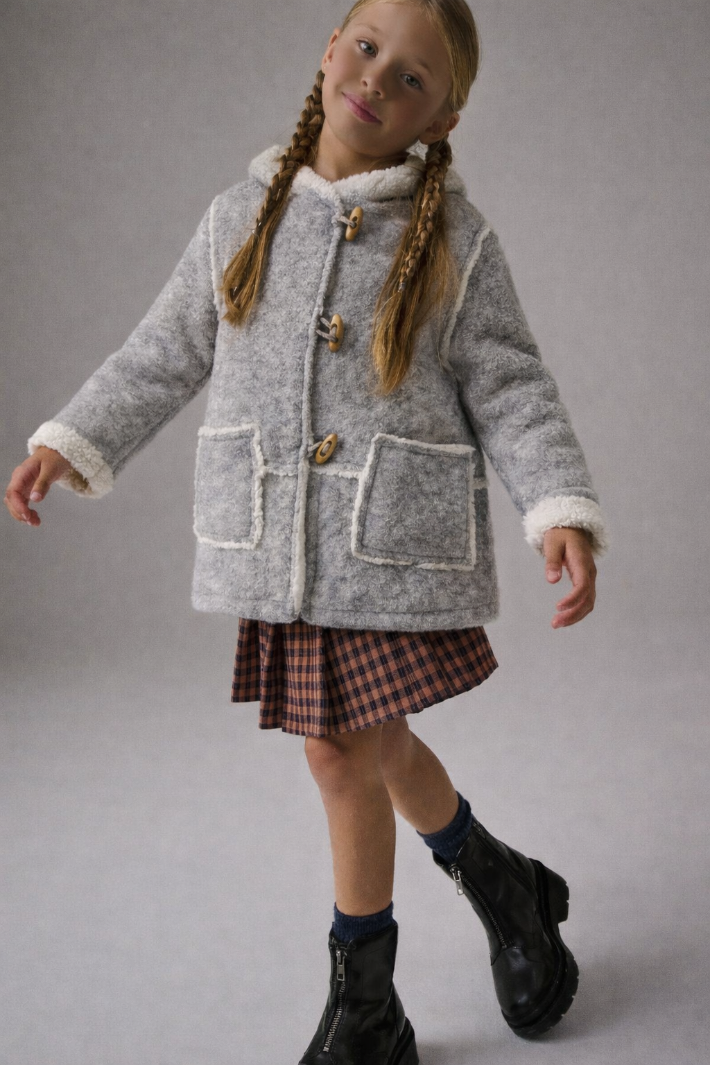Zara Girls Shearling-Effect Knit Jacket