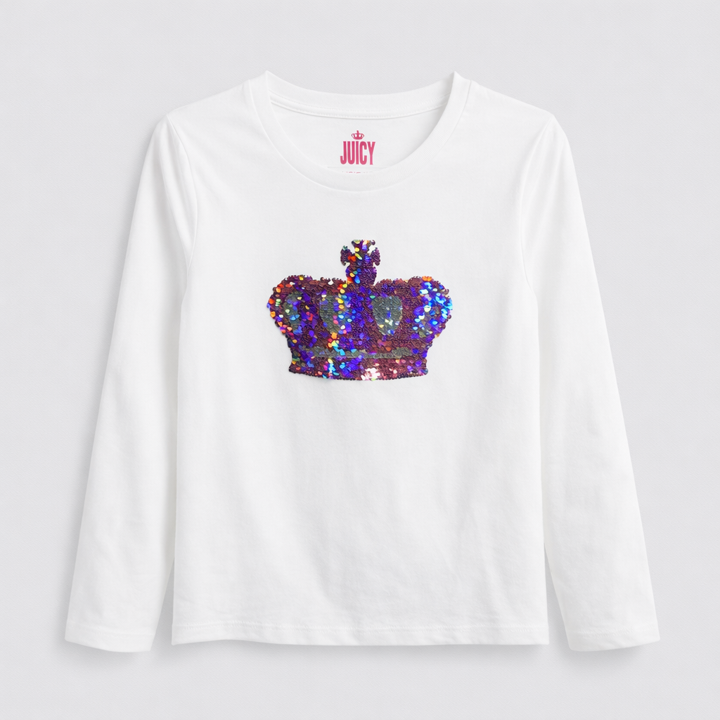 Juicy Couture Sequin Crown Long Sleeve T-Shirt