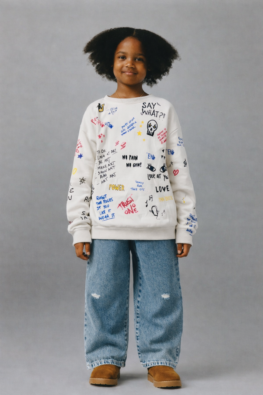 Zara Kids Graphic Print Long Sleeve Sweater