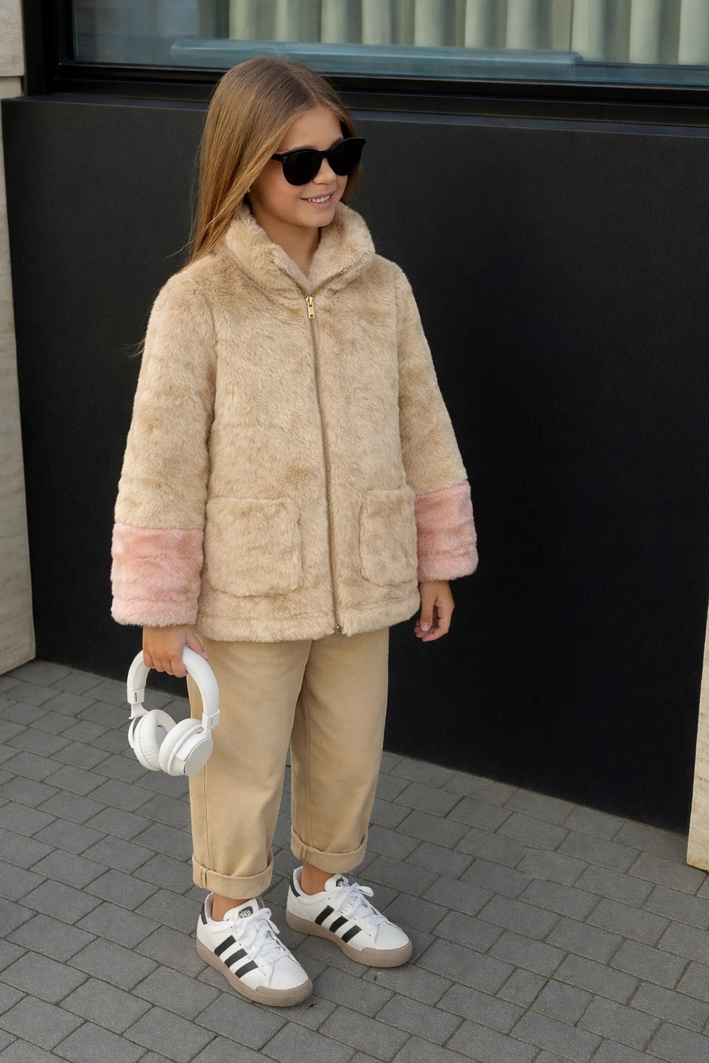Jessica Simpson Kids Color-Blocked Reversible Faux-Fur Jacket
