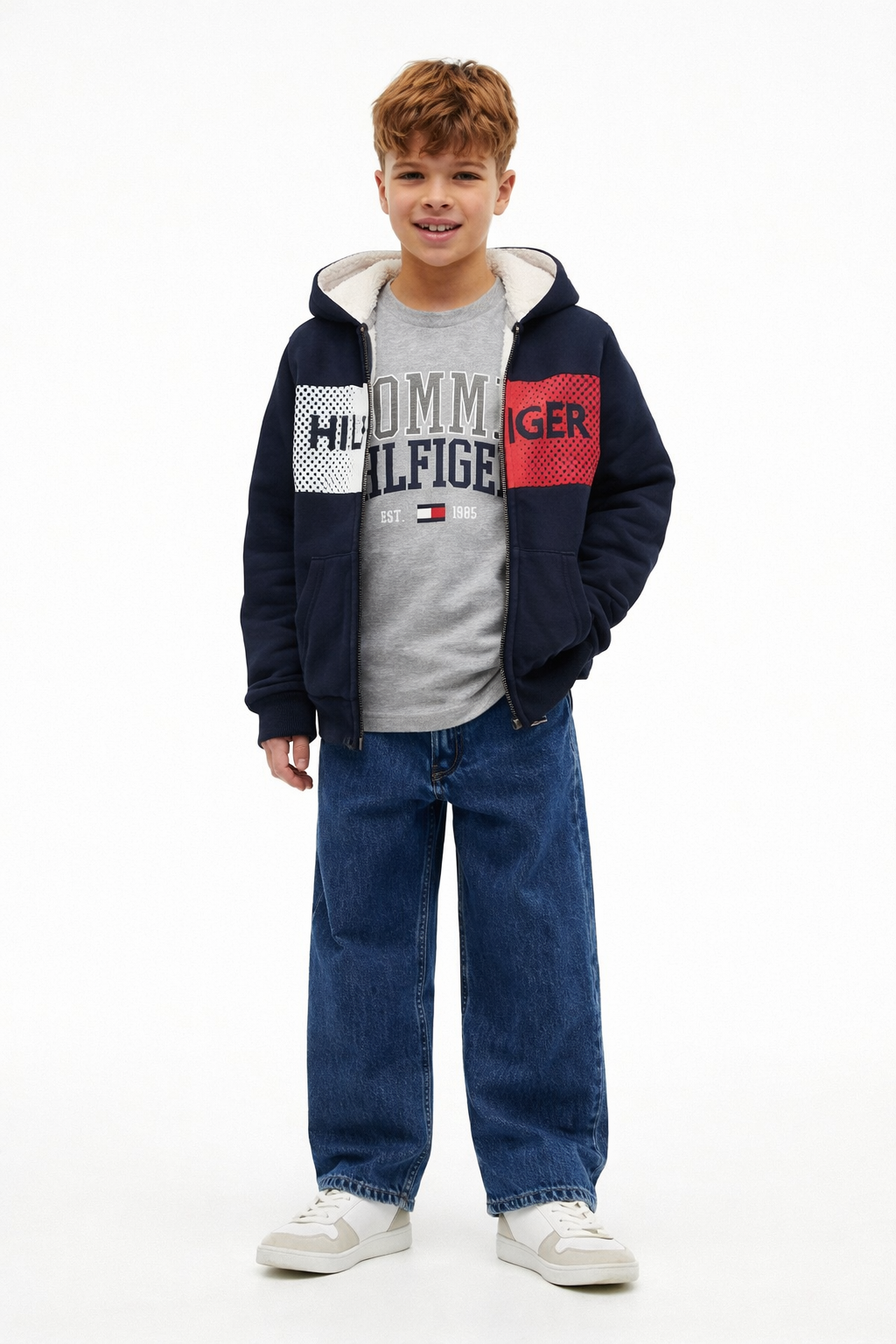 Tommy Hilfiger Boys' Knockout Logo Sherpa Hoodie