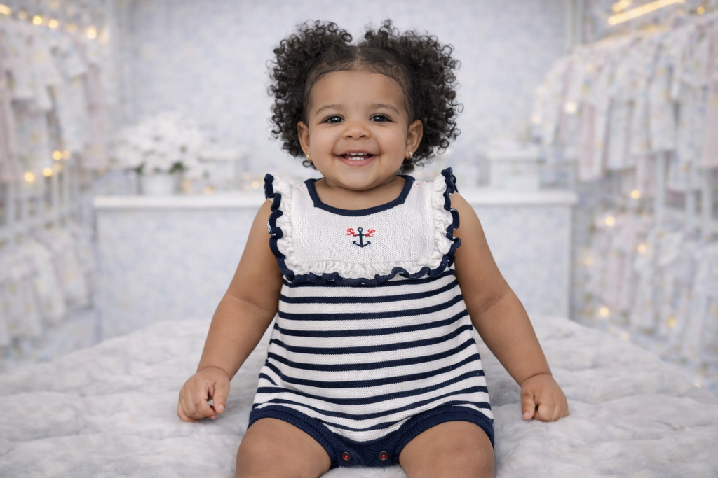 Ralph Lauren Crochet Knit Infants Romper