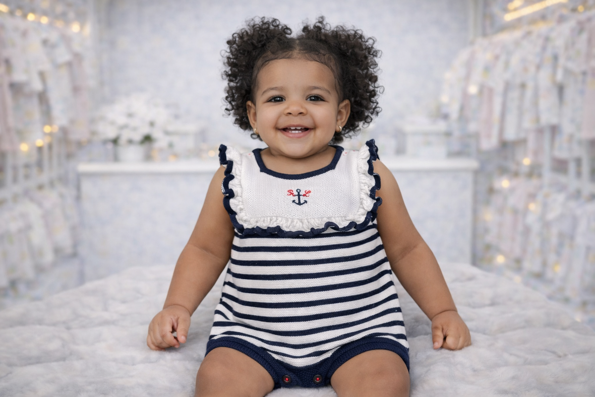 Ralph Lauren Crochet Knit Infants Romper