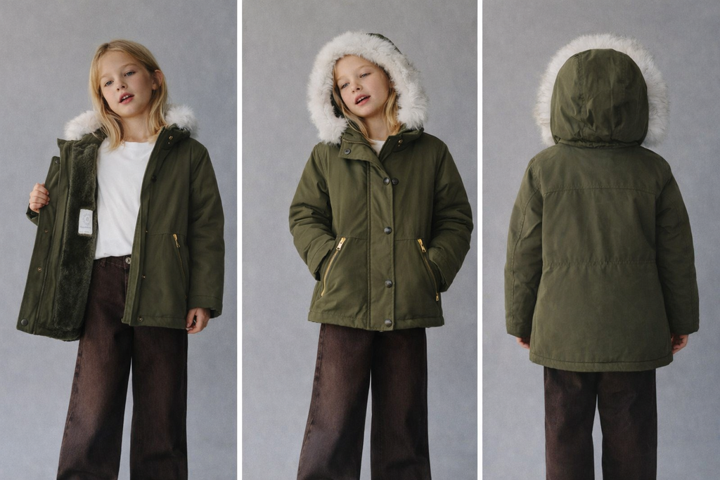 Zara Girls’ Faux-Fur Trim Parka