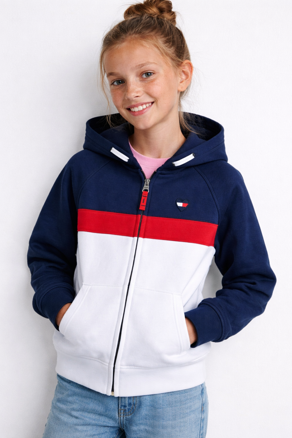 Tommy Hilfiger Girls Colorblocked Zip-Up Hoodie
