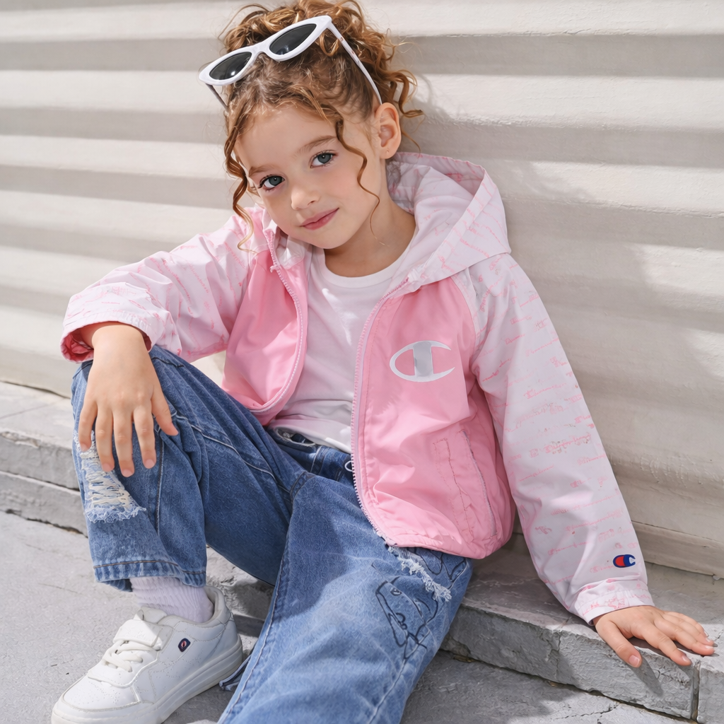 Champion Heritage Girls Kids Clothes Windbreaker Jacket With Hood