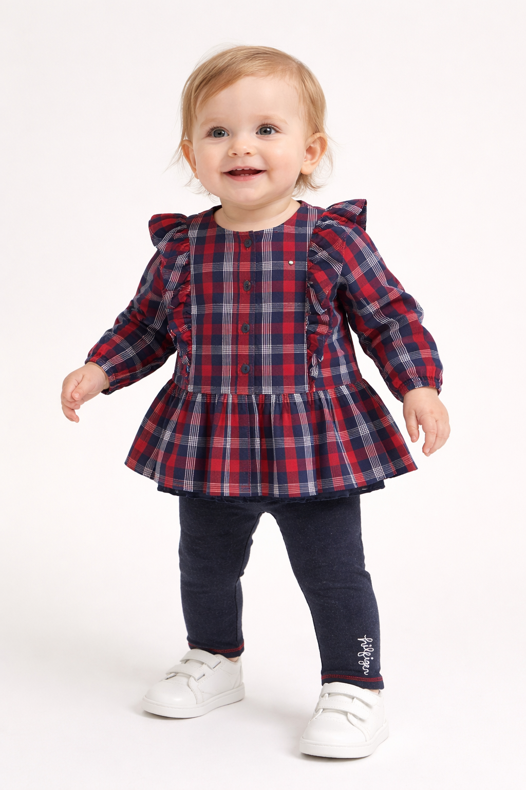 Tommy Hilfiger Baby Girls 2-Pc. Peplum Plaid Tunic & Jeggings Set