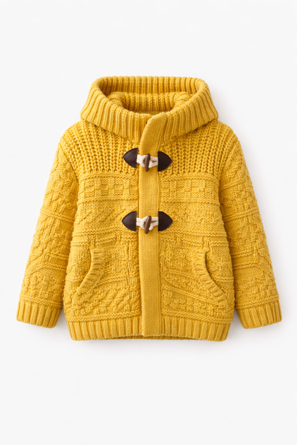 ZARA Textured Knit Hooded Cardigan