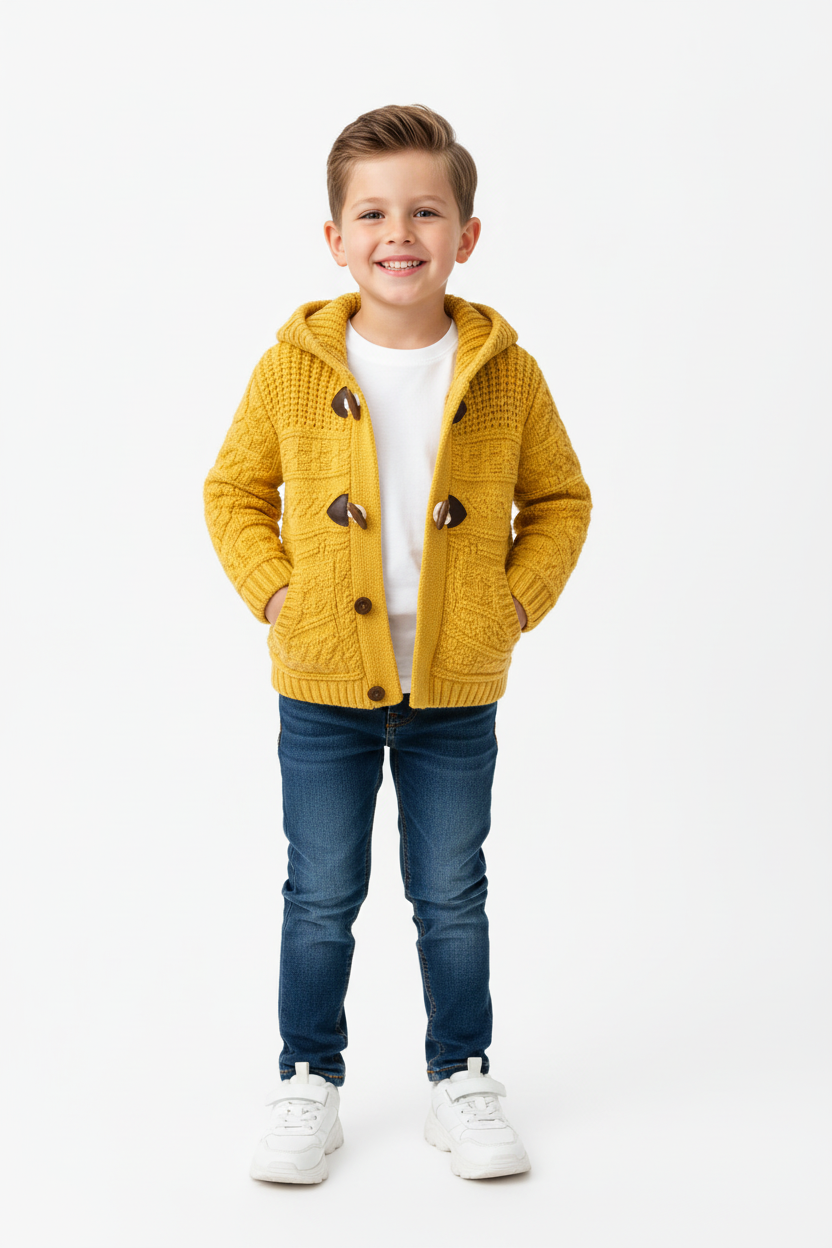 ZARA Textured Knit Hooded Cardigan