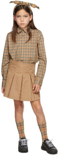 BURBERRY  EKD Pleated Skirt in Cotton Twill