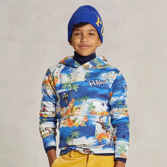 Polo Ralph Lauren Kids' Tropical Ski-print Fleece Hoodie In Ski-waii…