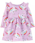 Carter's Girls Cotton Rainbow Unicorn Dress