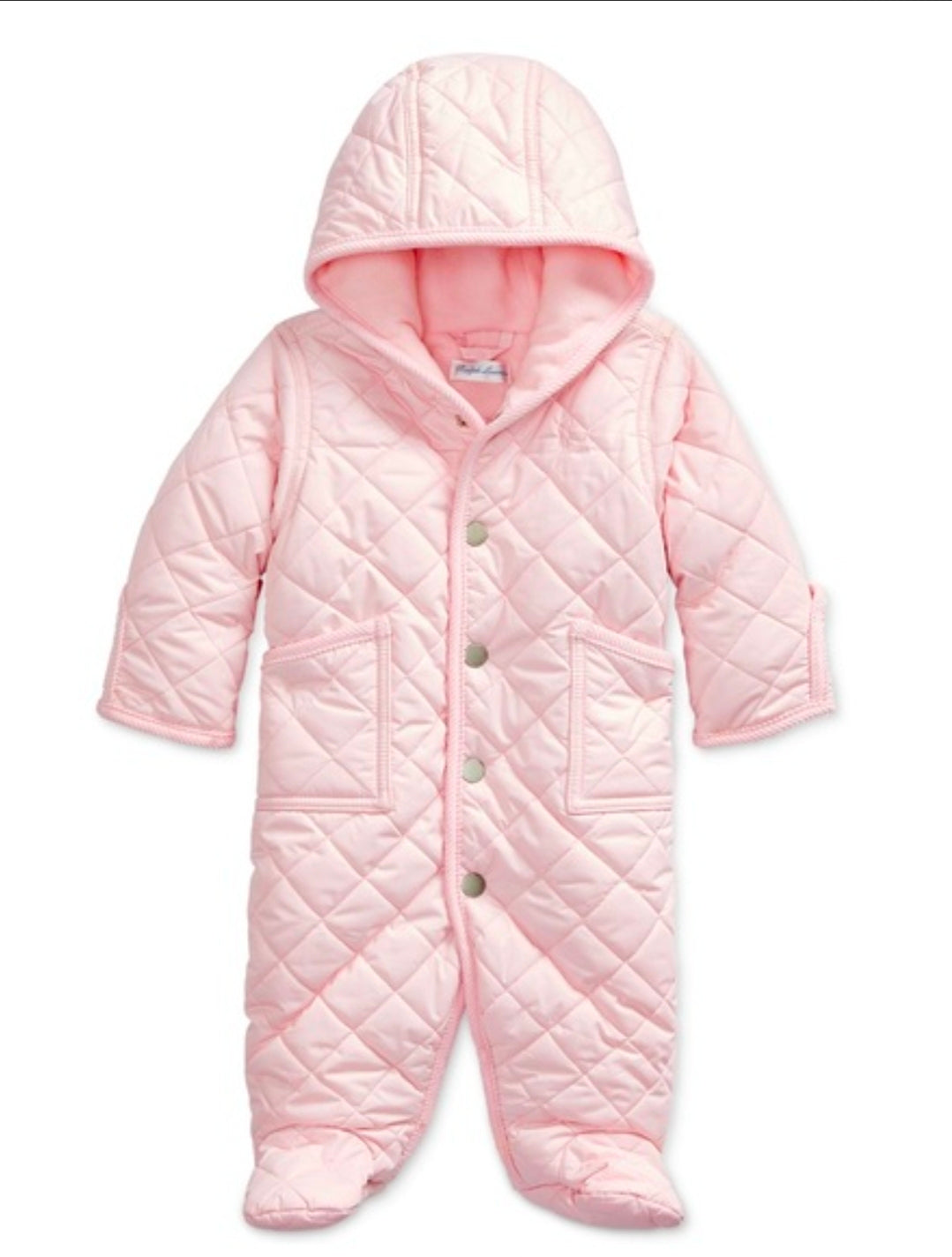 POLO RALPH LAUREN Infant Quilted Bunting Snowsuit (9 Months, Hint Of Pink)