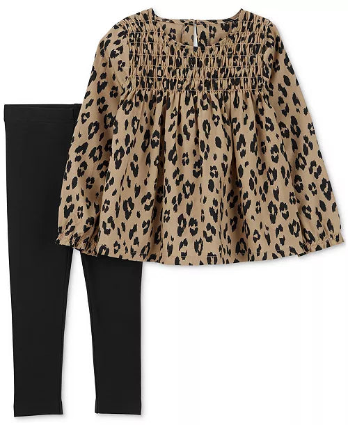 Carter's Baby Girls Leopard-Print Top and Leggings, 2 Piece Set