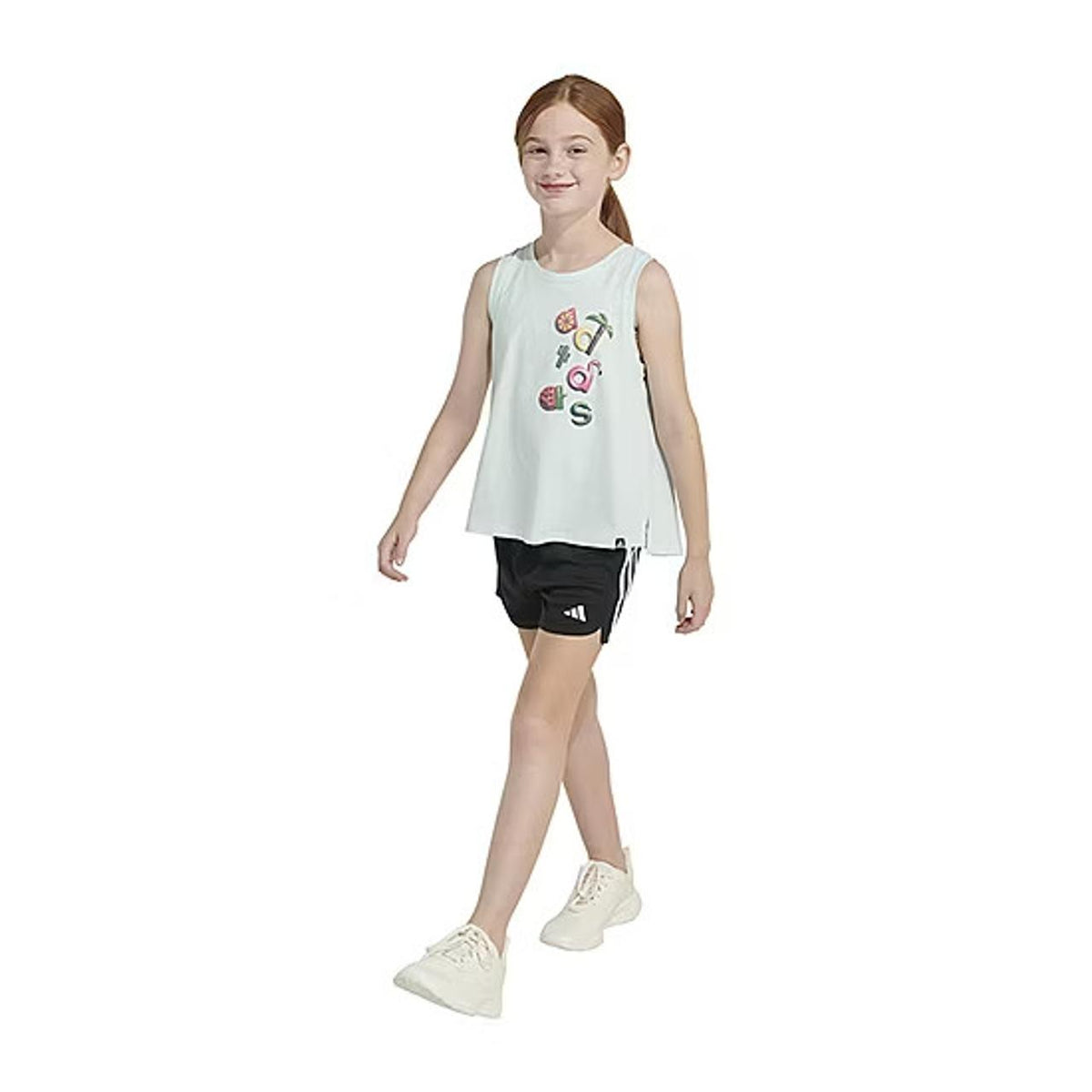 adidas Big Girls Sleeveless Cotton Logo Graphic T-Shirt