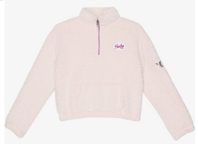 Hurley Girl's 1/2 Zip Sherpa Pullover Sweatshirt