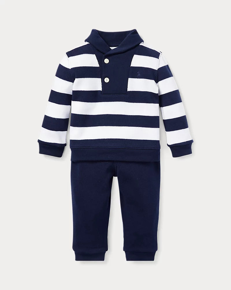 RALPH LAUREN KIDS Striped Cotton Top & Pant Set
