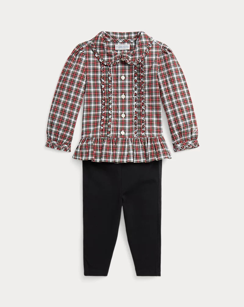 Ralph Lauren Plaid Poplin Shirt & Jersey Legging Set